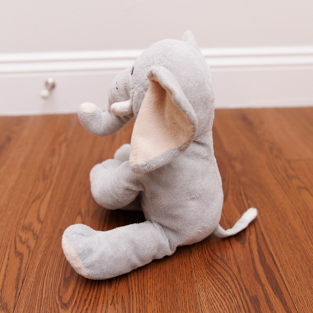 Gray Elephant Plush Stuffed Animal Toy with Tan Accents Nursery Decor Kids Toy - Picture 2 of 3